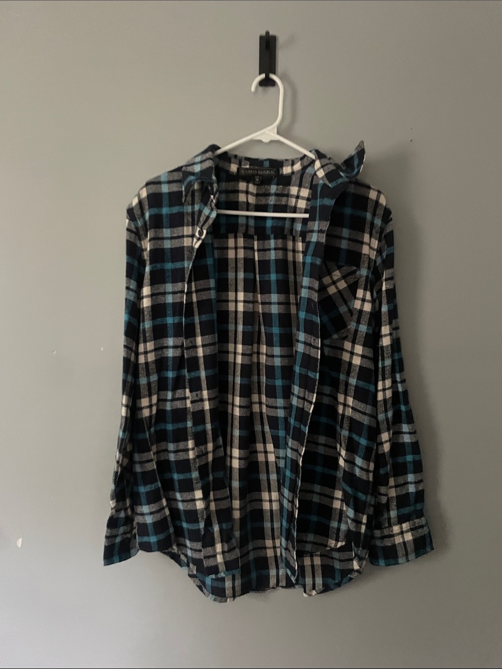 Urban Republic Black, White & Teal Plaid Shirt Jacket